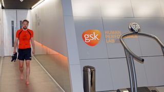 A man walking into the GSK labs