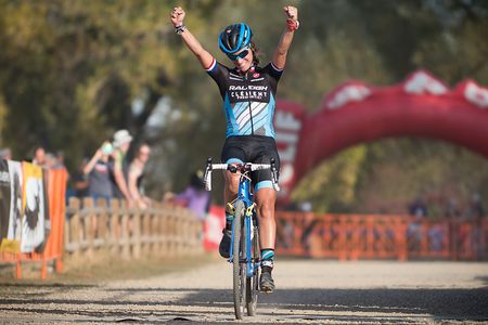 Caroline Mani (Raleigh Clement) takes the win after riding solo most of the race.