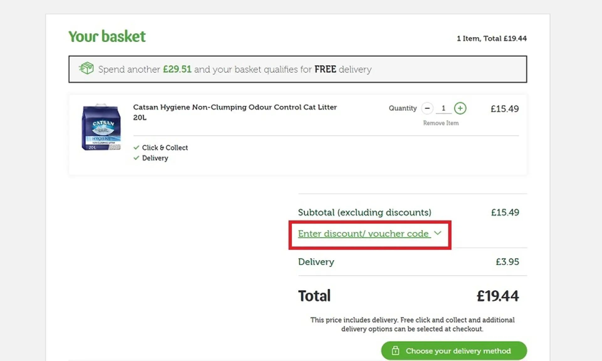 Pets at Home where to put a discount code screenshot