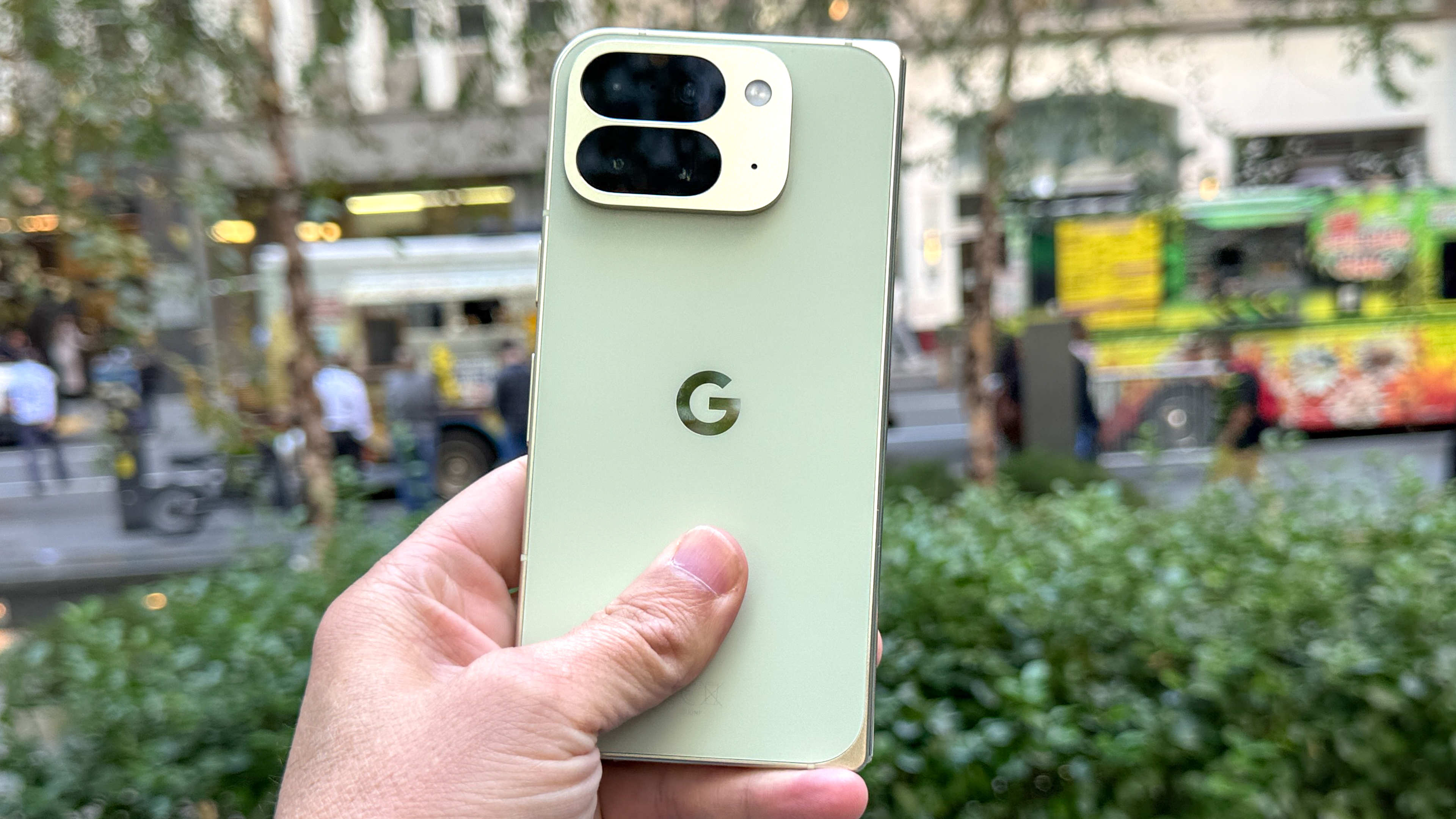 Pixel 10 Pro Fold shown in hand