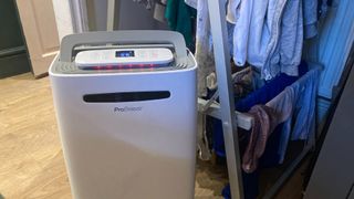 Probreeze dehumidifier at home being tested as part of our best dehumidifier buying guide