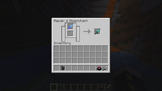Minecraft Grindstone - the interface for using the grindstone
