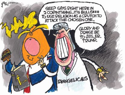 Political Cartoon U.S. Trump evangelicals Religion