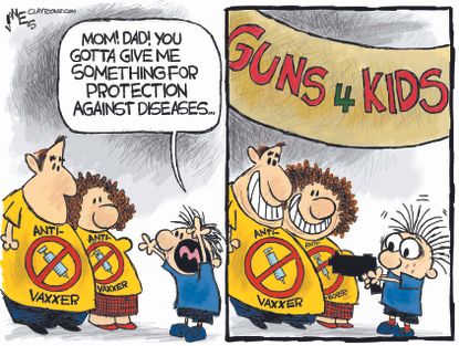 Editorial Cartoon U.S. Anti-vaxxers parents gun control