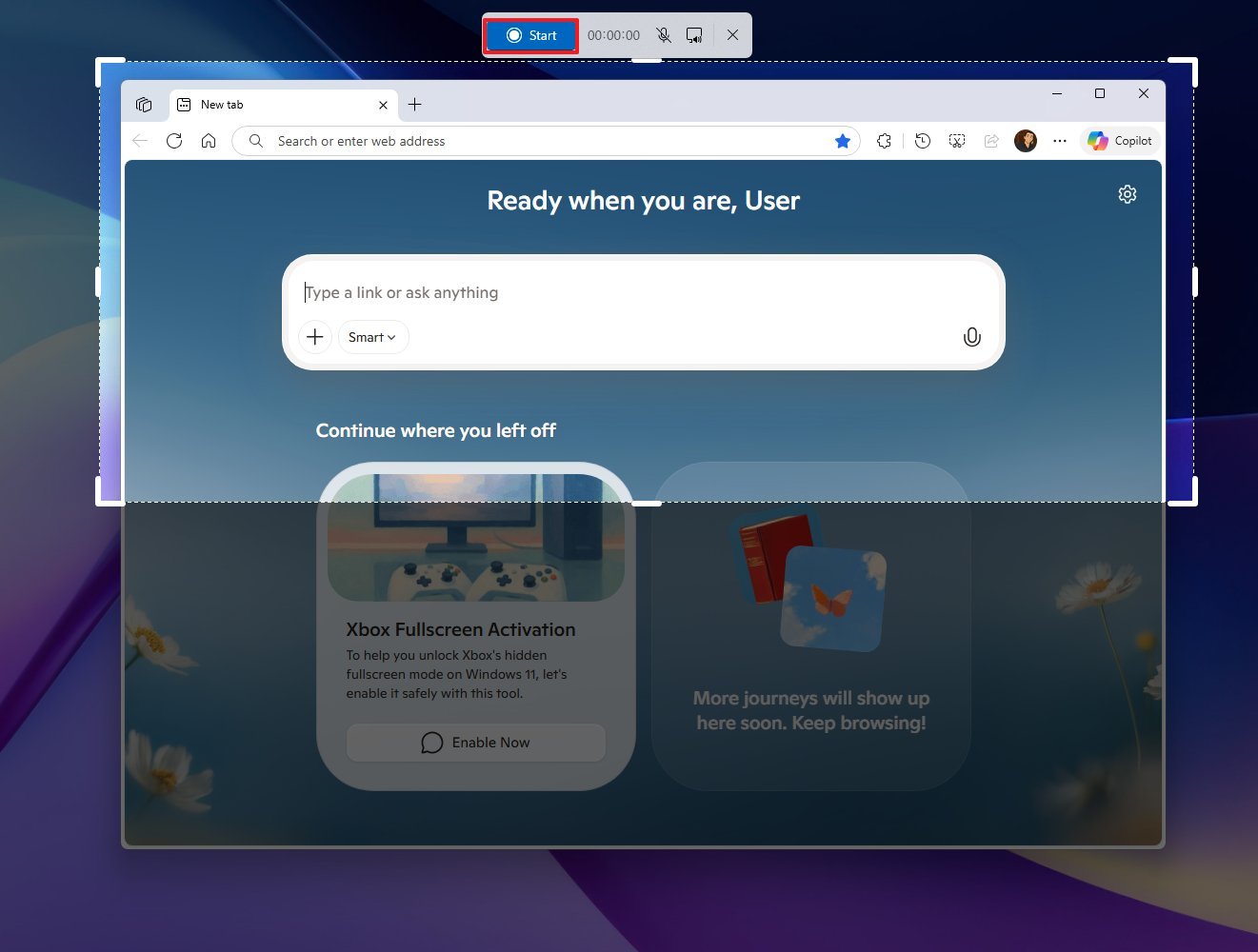 Snipping Tools screen recording