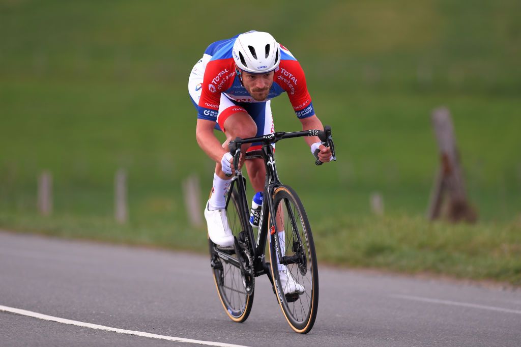 LA CTESAINTANDR FRANCE MARCH 12 Adrien Petit of France and Team Total Direct Energie during the 78th Paris Nice 2020 Stage 5 a 227 km stage from Gannat to La CteSaintAndr on ParisNice parisnicecourse PN March 12 2020 in La Cote France Photo by Luc ClaessenGetty Images