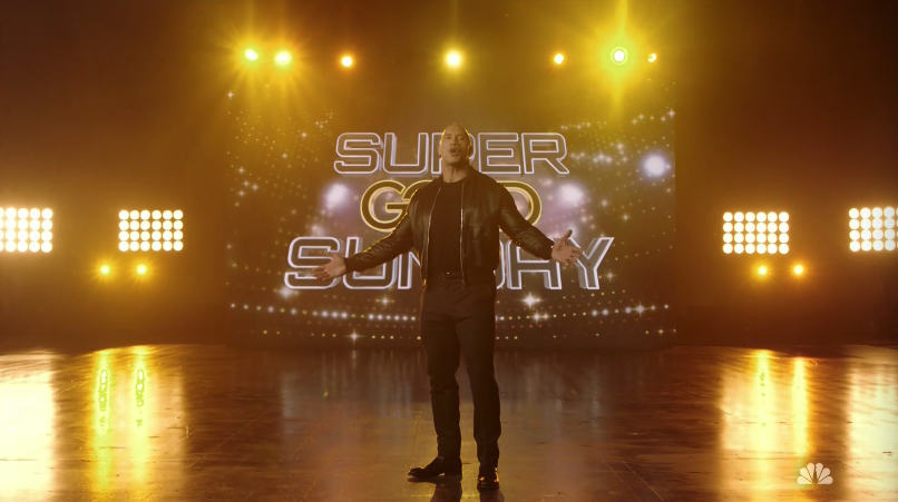 The Rock promoting "Super Gold Sunday"