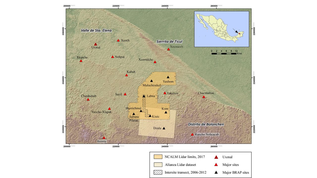 A map of the Puuc region on the Yucat&aacute;n Peninsula.