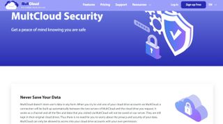 MultCloud review - MultCloud's webpage discussing security features