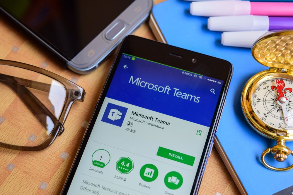 The Microsoft Teams app used on a smartphone