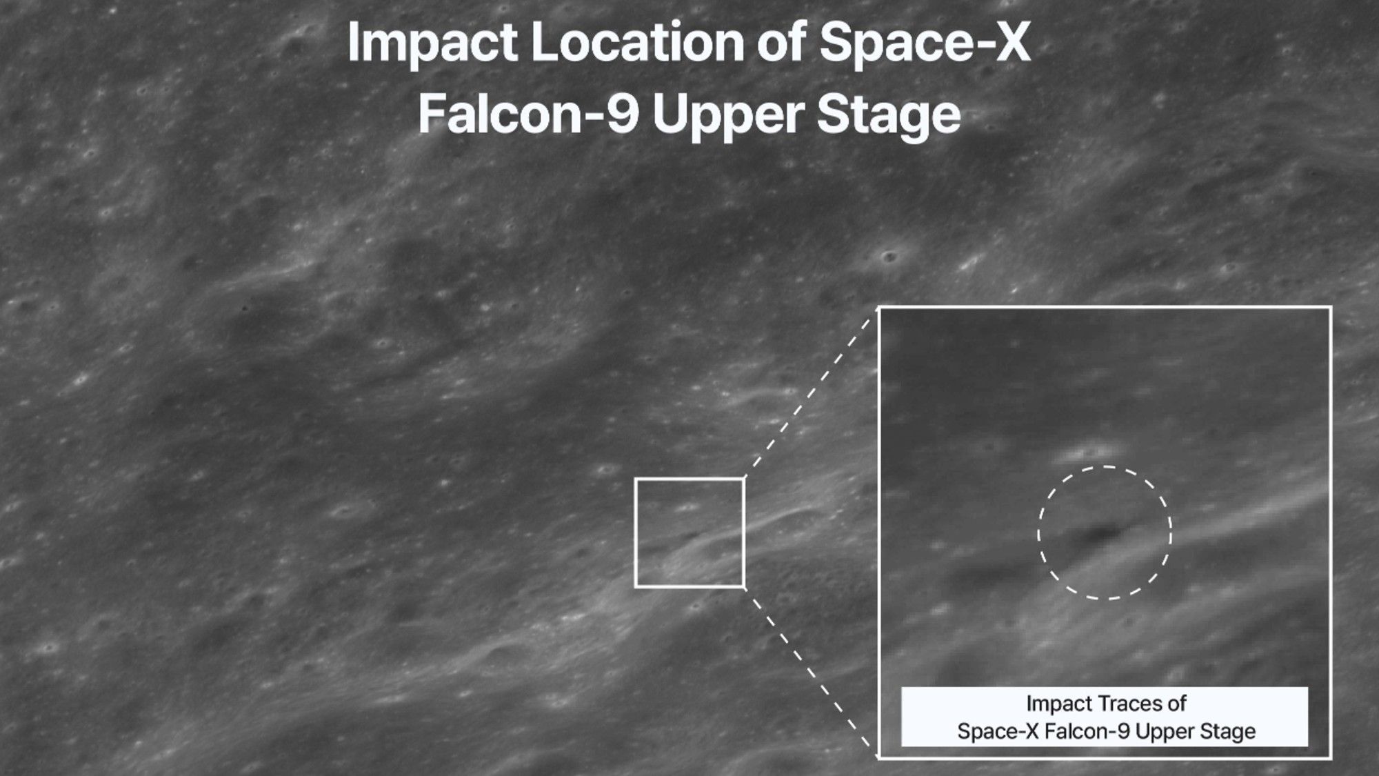 SpaceX rocket's impact crater on the moon spied by Korean lunar orbiter (photos)