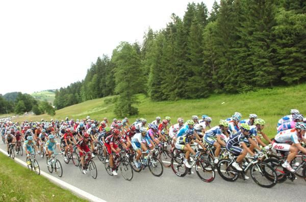 The peloton on stage 4 of the Tour de Suisse
