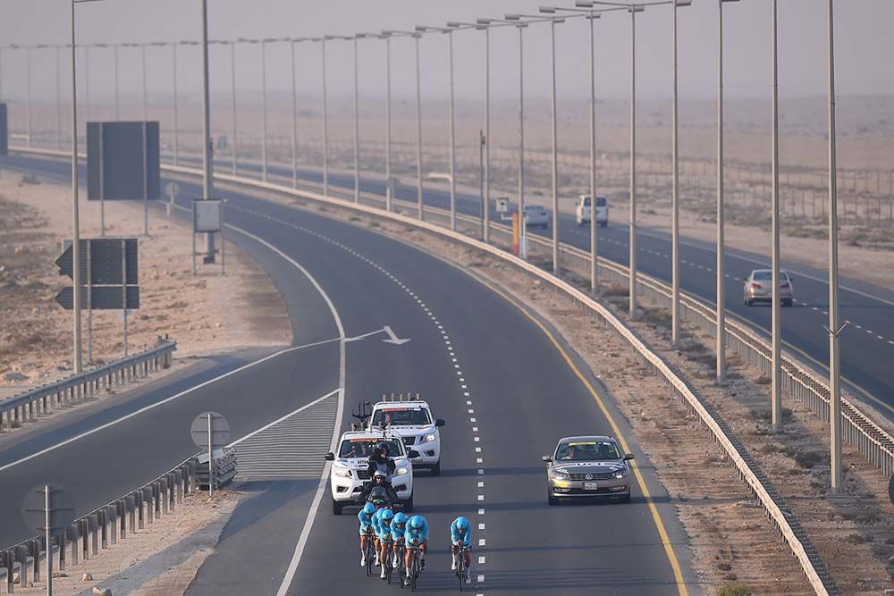Astana fought a cross wind in the desert