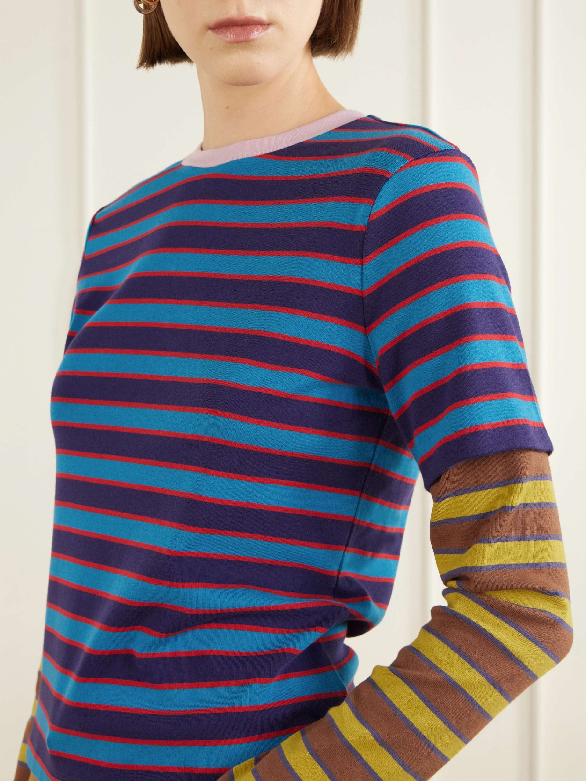 Dillon Layered Striped Stretch Cotton-Jersey T-Shirt
