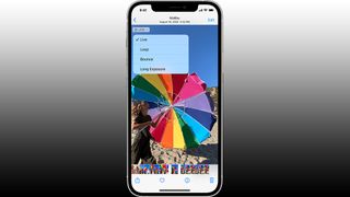 Screenshot of the iPhone 13 Pro Live Photo options