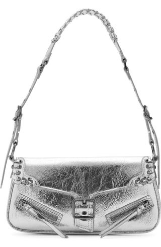 Buckle Detail Faux Leather Shoulder Bag