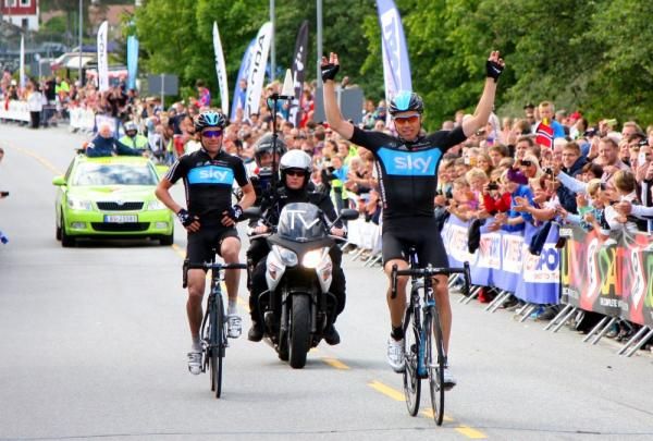 Edvald Boasson Hagen wins the 2012 Norwegian road championship ahead of Sky teammate Lars Petter Nordhaug.