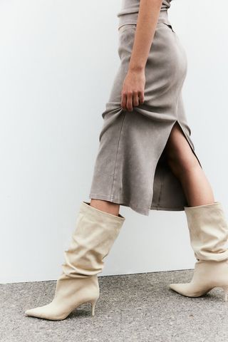 Ruched-Shaft Boots