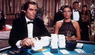 License To Kill Timothy Dalton and Carey Lowell at the card table