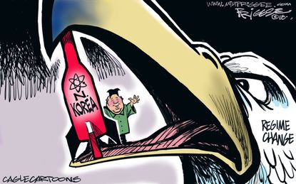 Political Cartoon U.S. North Korea summit Kim Jong Un nuclear capabilities regime change
