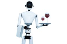 A robot serving wine