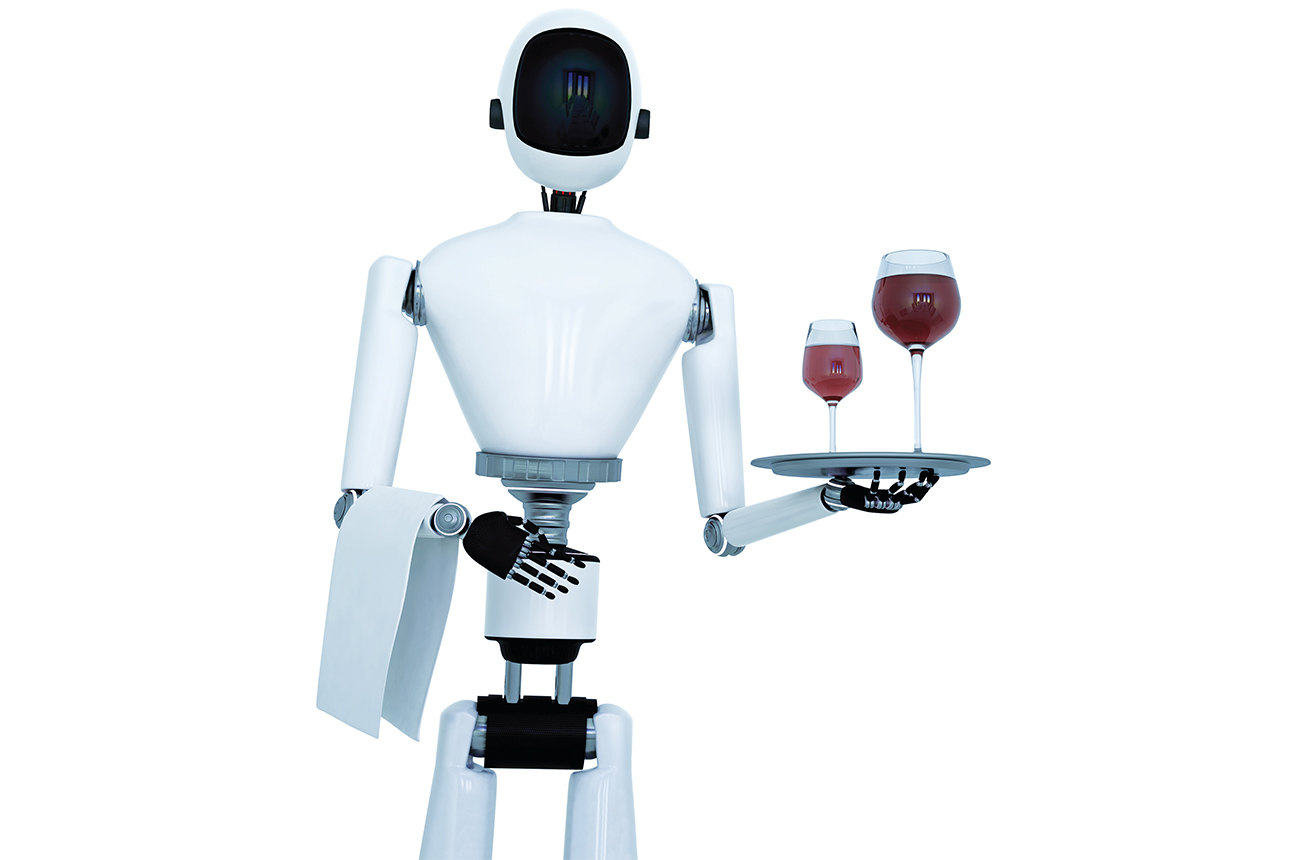 A robot serving wine