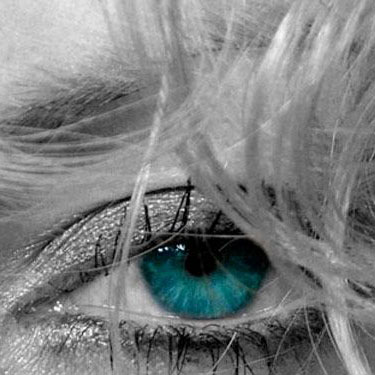 Blue eye grey hair