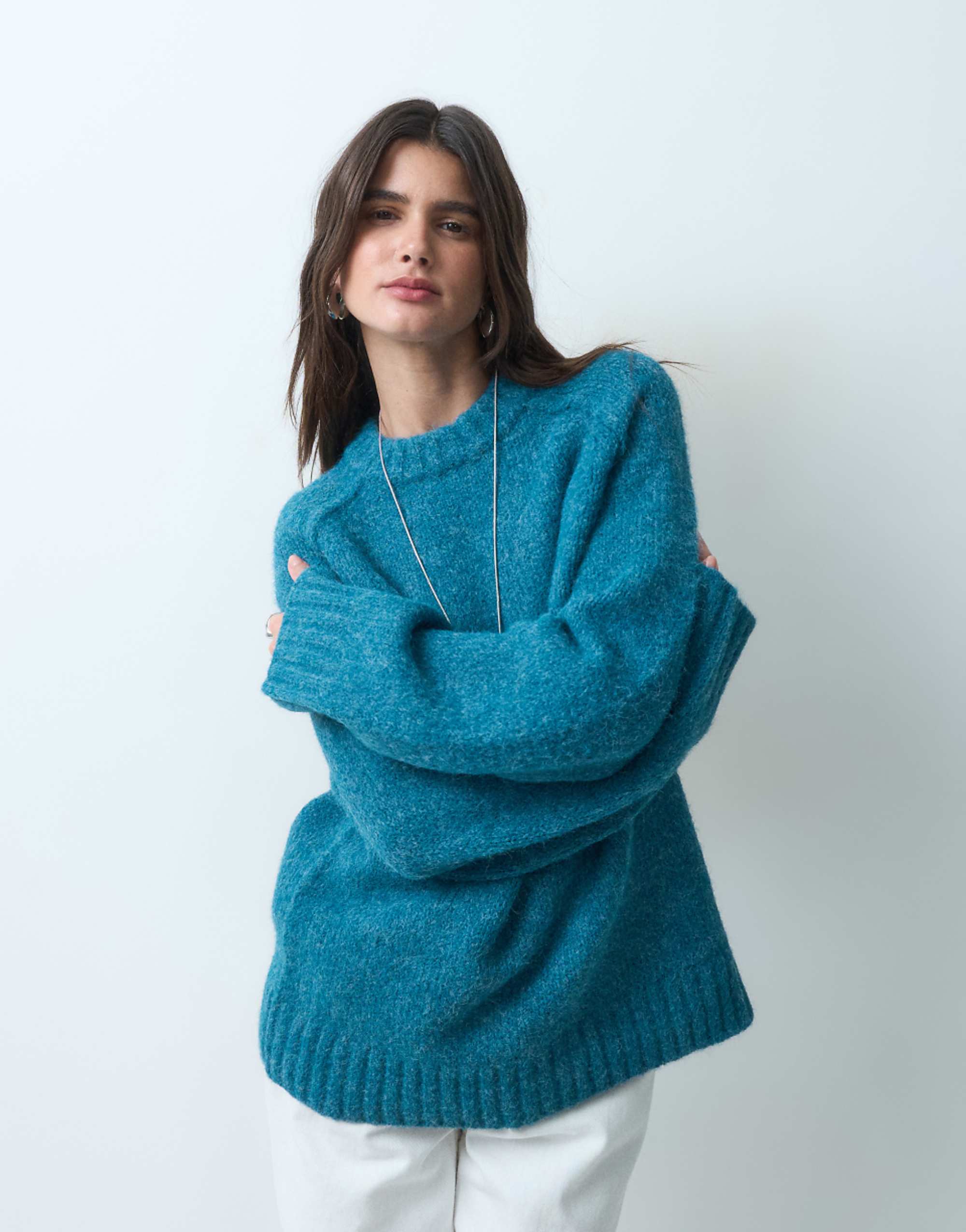 Asos Design Oversized Fluffy Sweater in Teal
