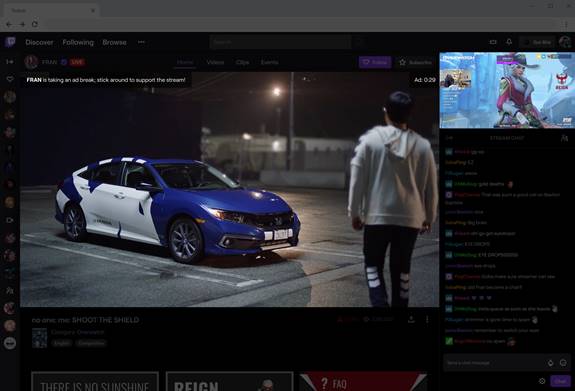 Streamen visas i ett popup-fönster vid sidan om.