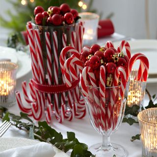 tasty table display with candy cane decoration