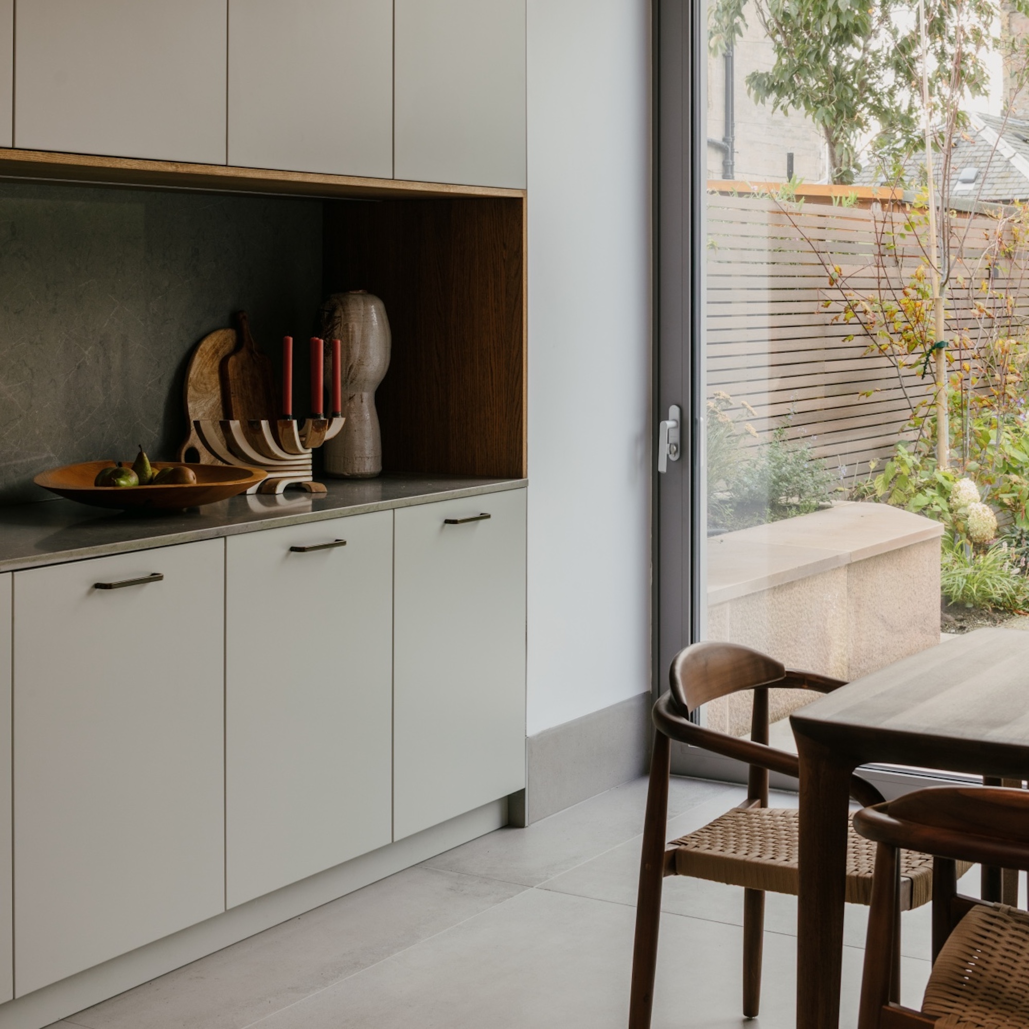 modern extension showing dining are storage and table