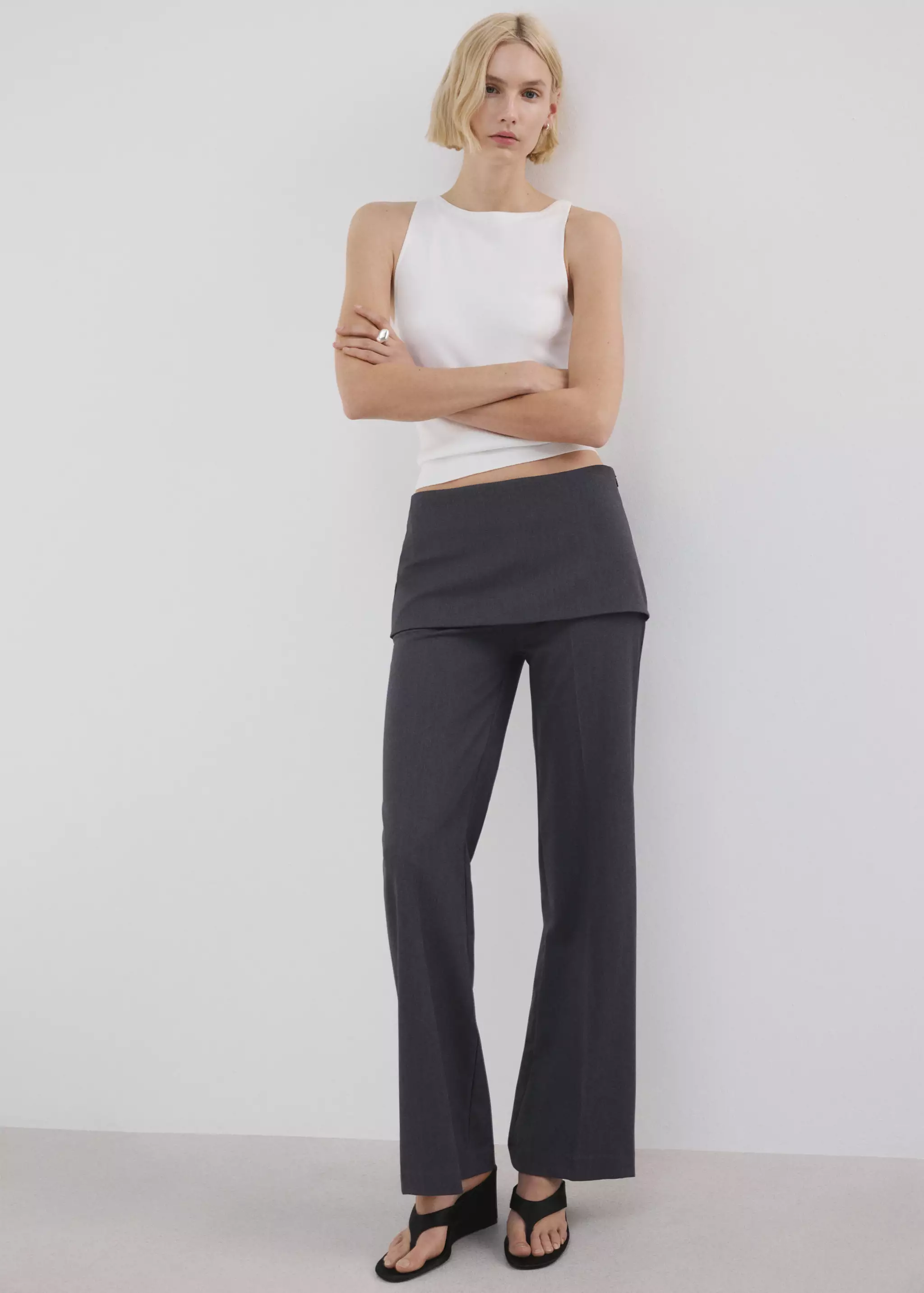Straight-Leg Trousers With a Mixed Design - Women | Mango United Kingdom