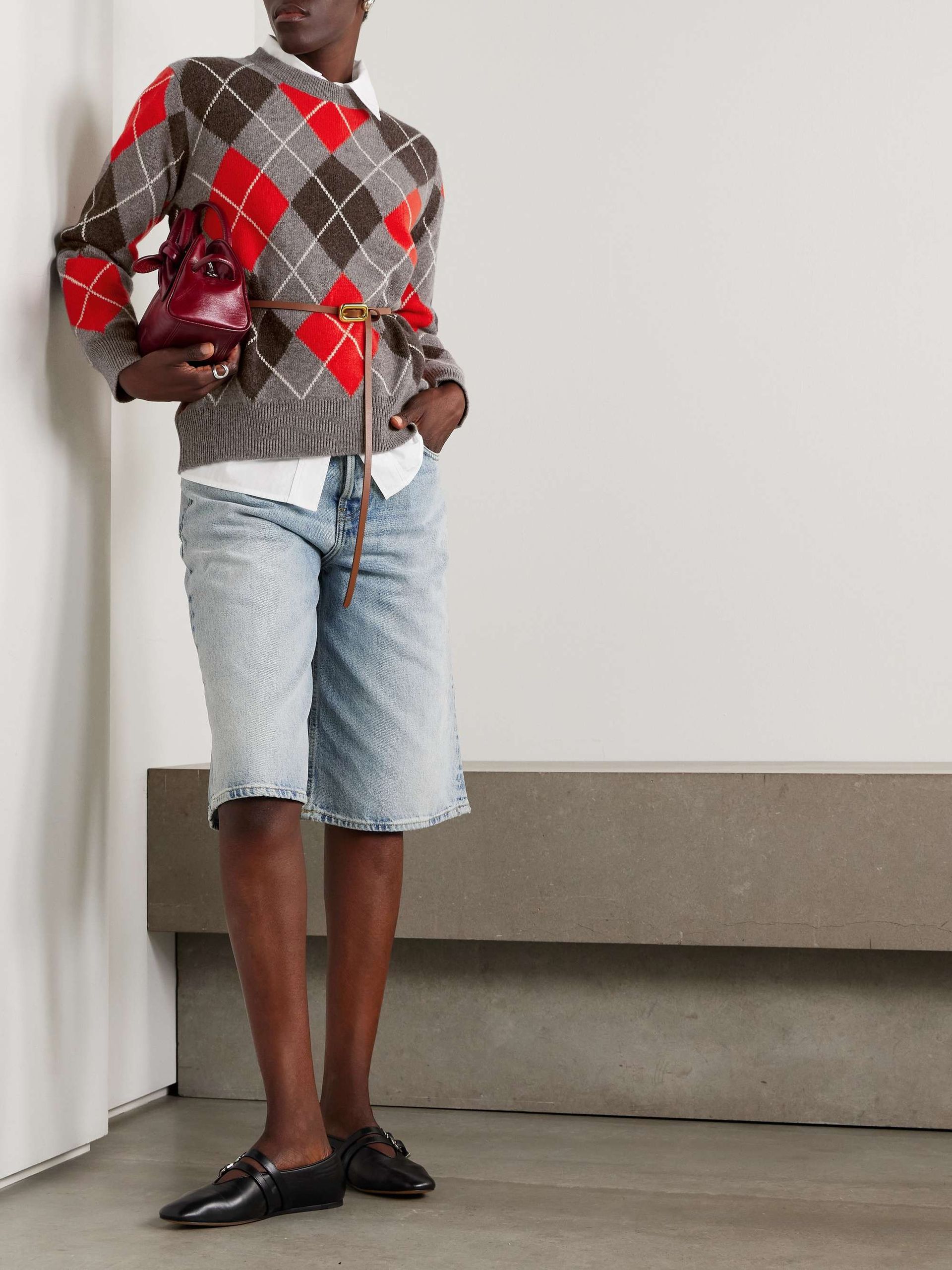 &Daughter , Argyle checked wool sweater