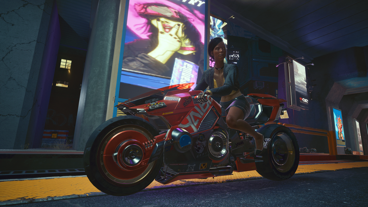 Cyberpunk 2077 V riding motorbike