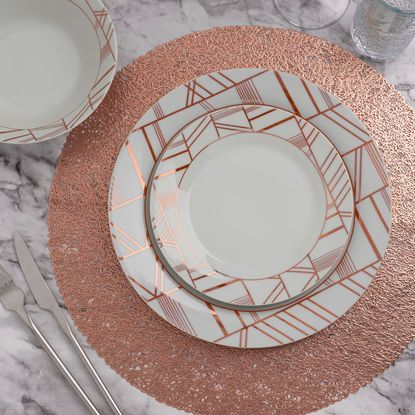 The Range rose gold dinner set