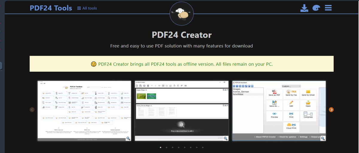 PDF24 Creator homepage