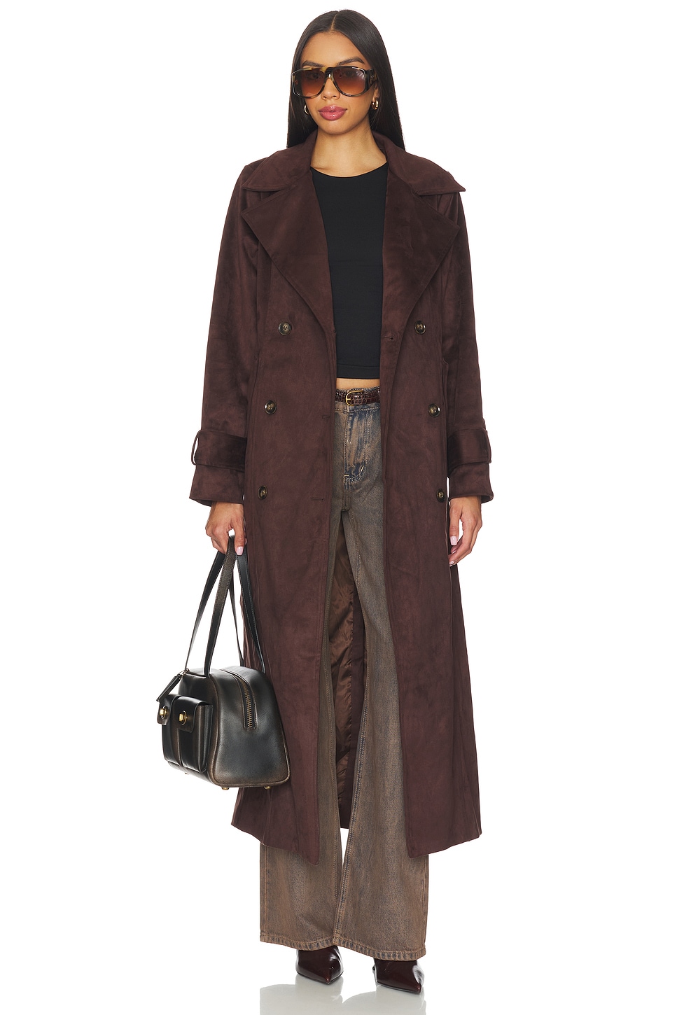 Sutton Faux Suede Trench Coat
