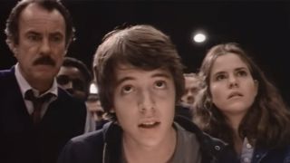 From left to right: Dabney Coleman, Matthew Broderick, and Ally Sheedy in the war room in WarGames. 
