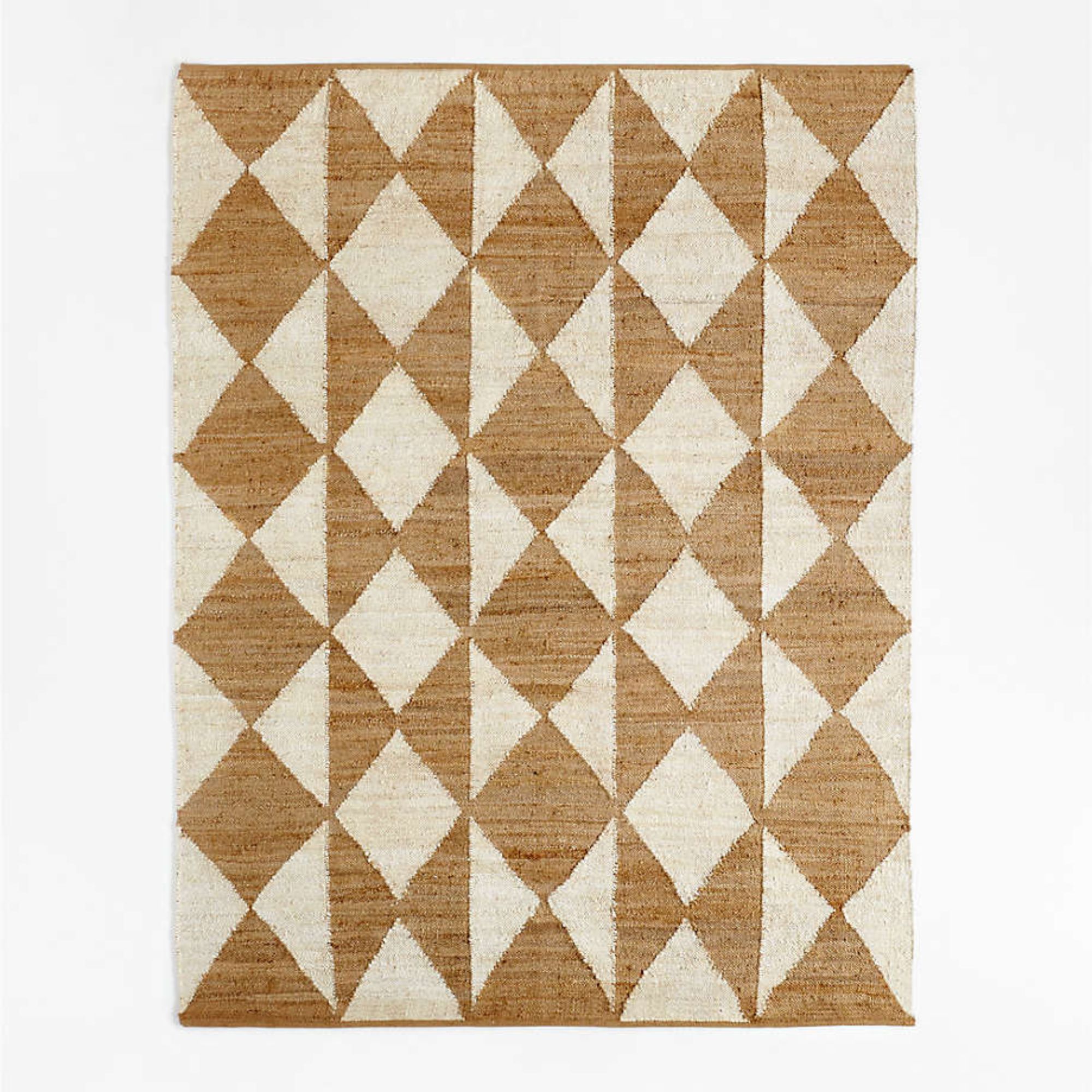 Toulon Jute Diamond Checkered White Area Rug