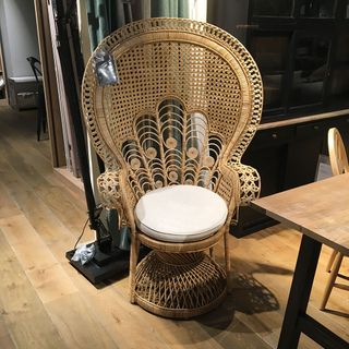 wooden designed chair with white seat