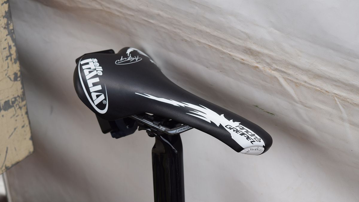 Greipel pairs his custom frame with a custom saddle