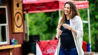 Amber Pierce attending Rooted Vermont while pregnant