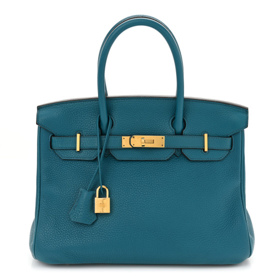 Hermes Taurillon Clemence Birkin 30 Bleu Izmir