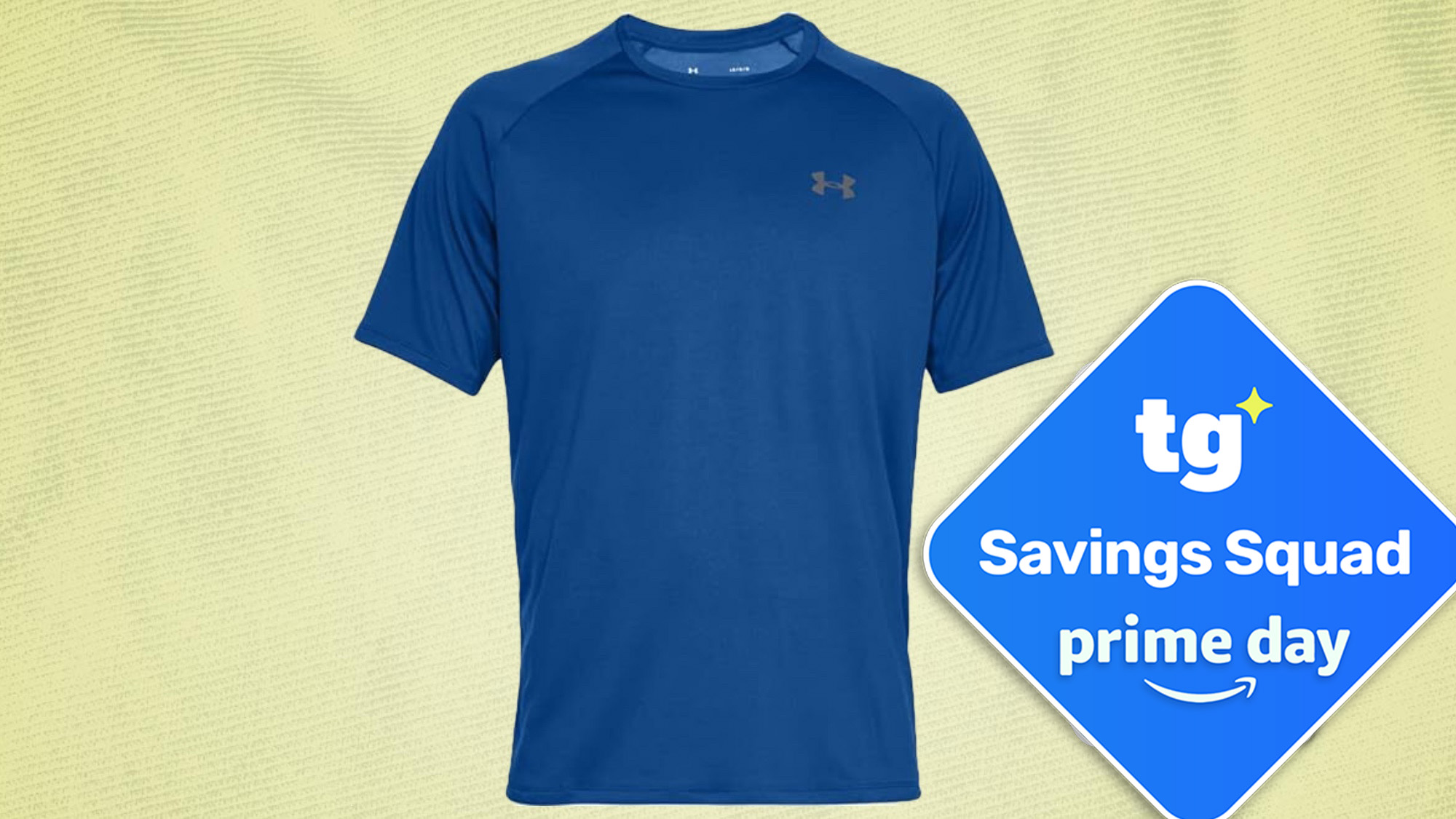 Under Armour t-shirt in blue against yellow background