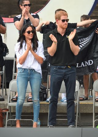 Meghan Markle wearing jeans at the Invictus Games with Prince Harry