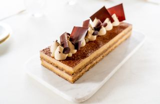 Maracaibo 65 Chocolate and Malted Barley Gateaux at Lalique restaurant at The Glenturret distillery in Scotland