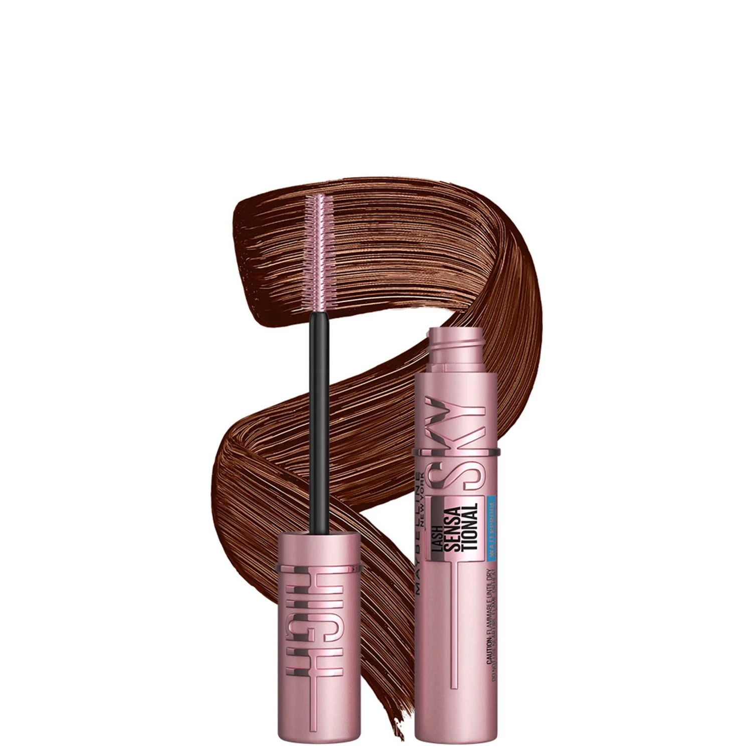 Maybelline Brown Mascara, Lash Sensational Sky High Volumizing &amp;amp; Thickening, Eyelash Lengthening, Brown