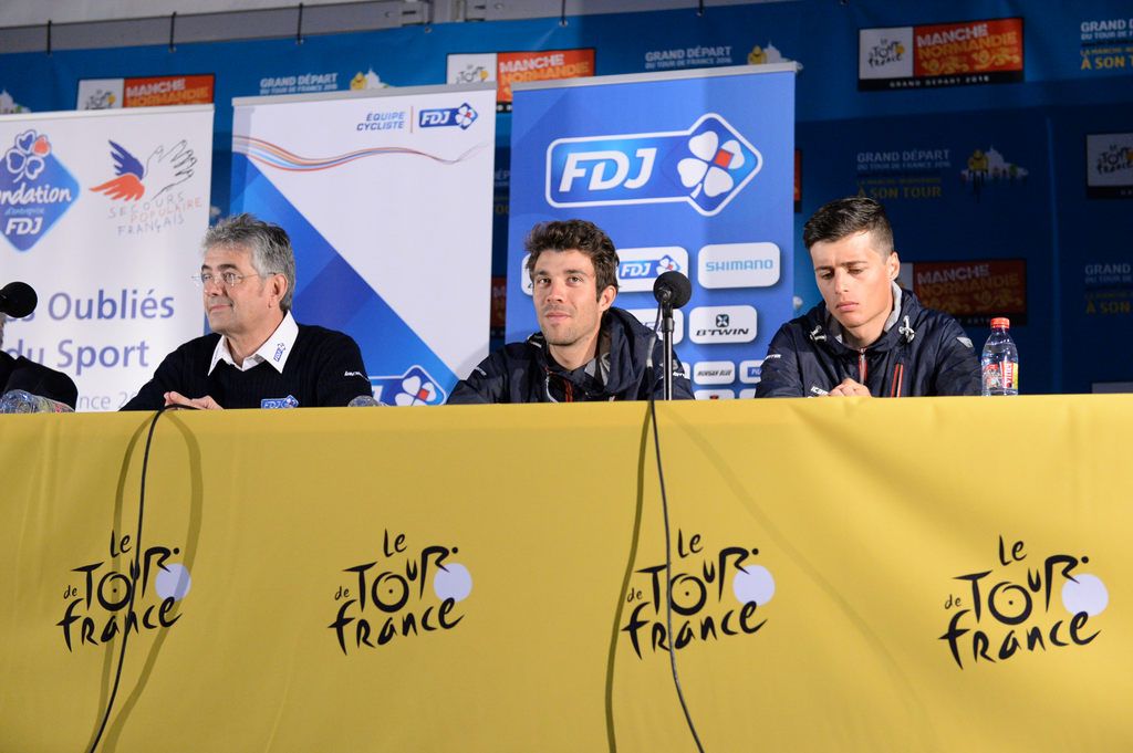 Marc Madiot, Thibaut Pinot and French champion Arthur Vichot