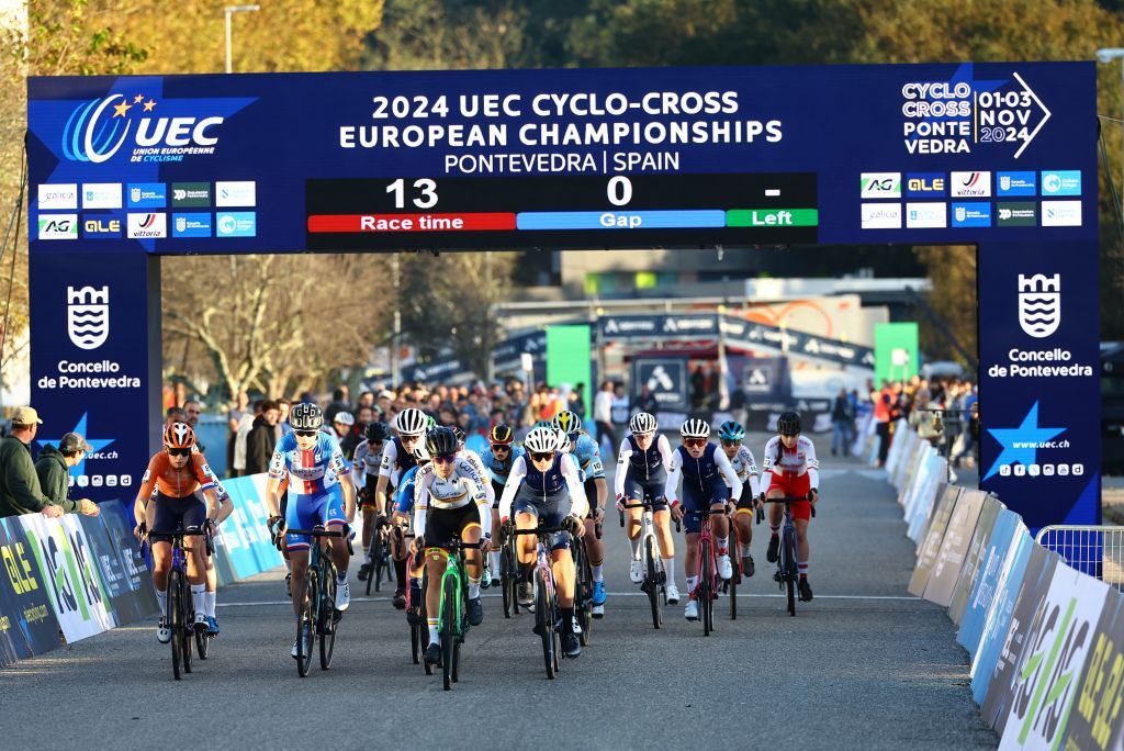 Riders during the junior women's UEC European cyclocross championships