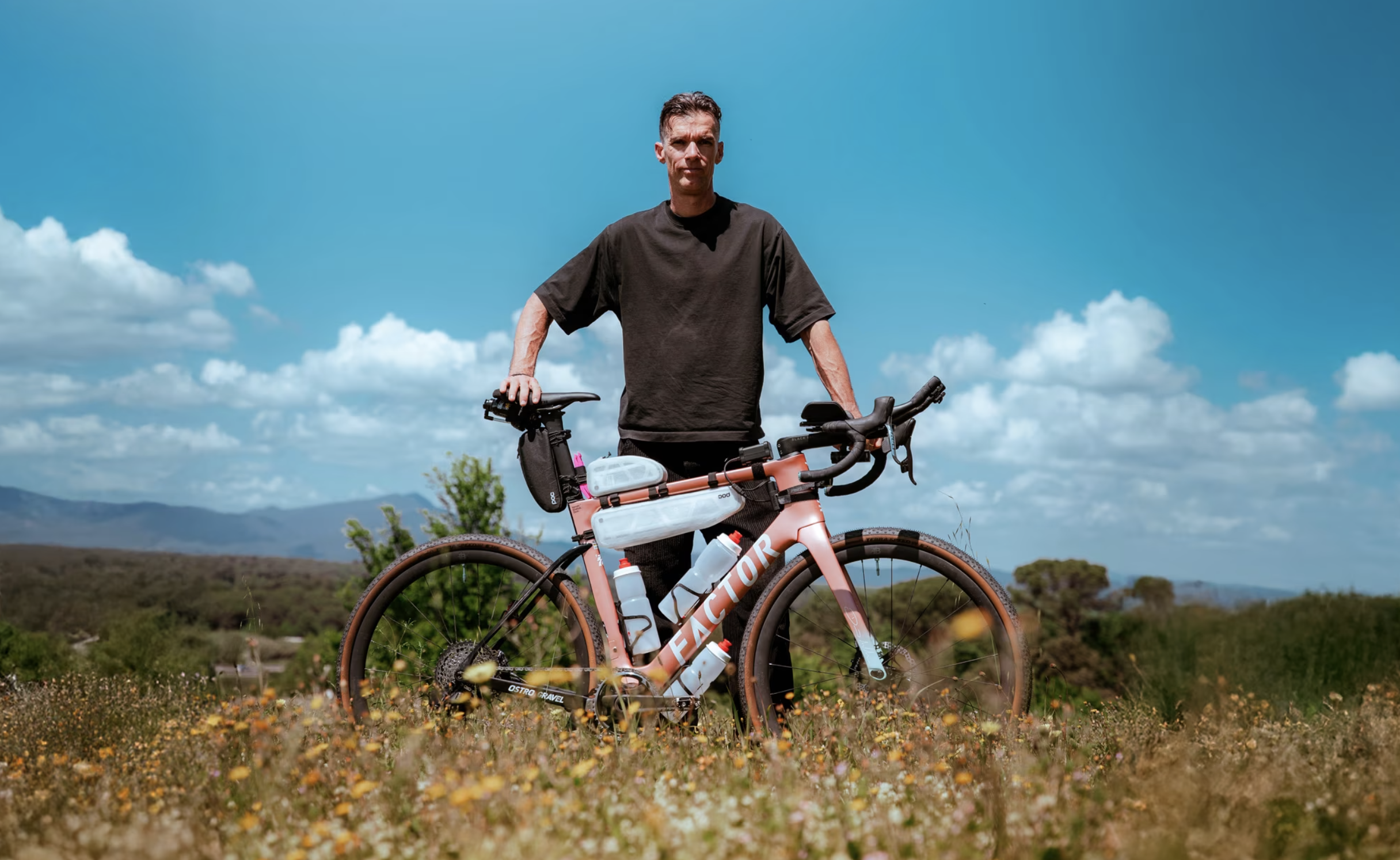 David Millar with a Factor Ostro gravel bike